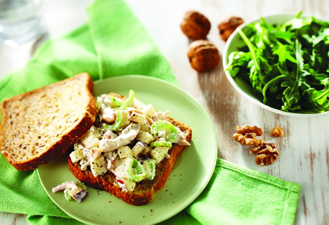 Waldorf Salad with Chicken on Bürgen® Wholegrain and Oats