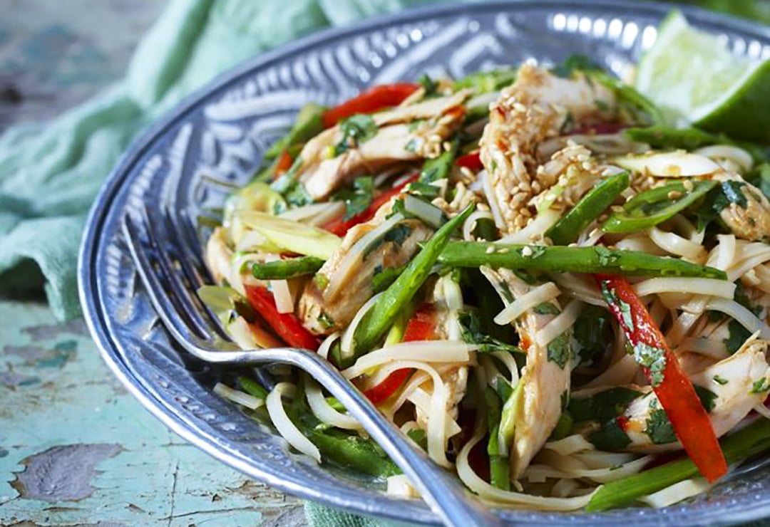 Sweet chilli chicken and noodle salad